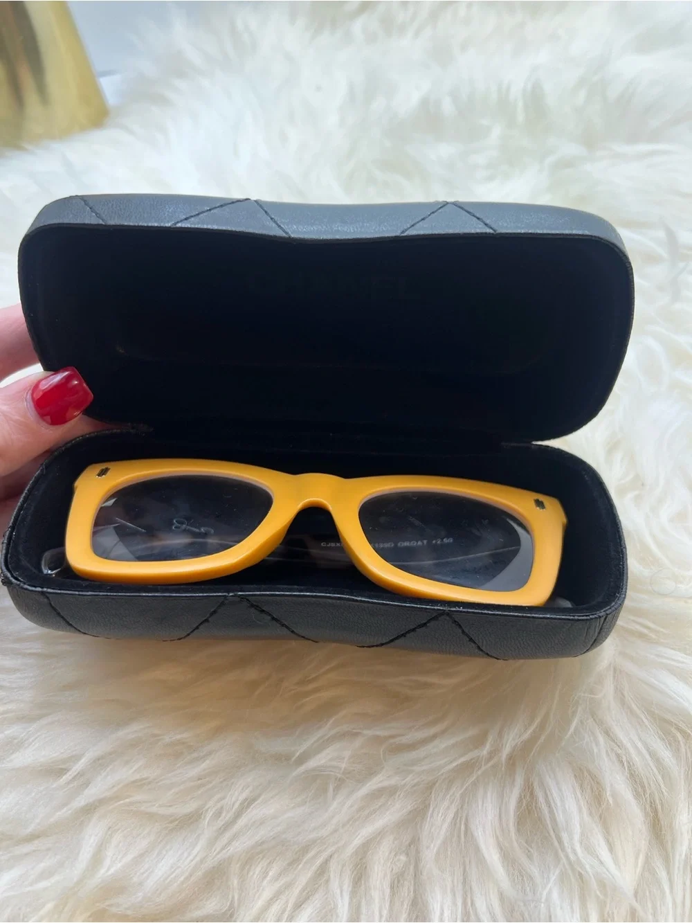 Black Quilted Leather Sunglasses Case